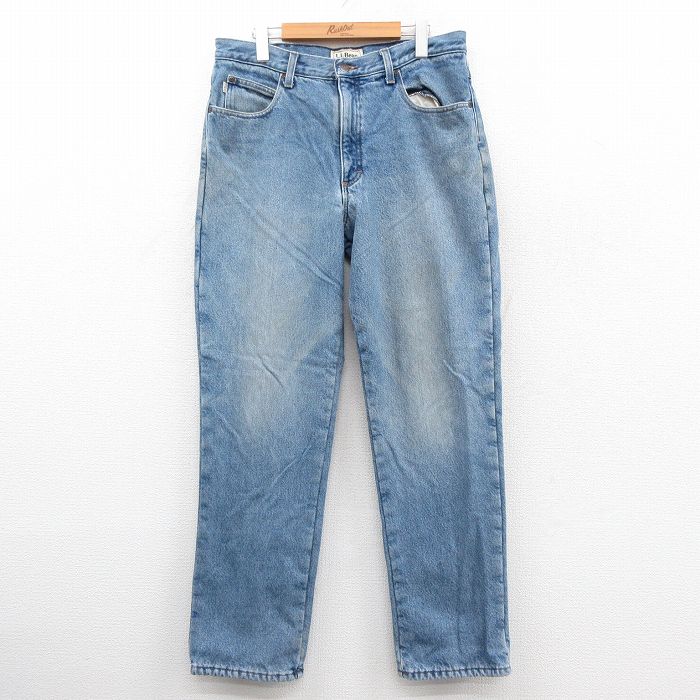 W33★古着 エルエルビーン ジーンズ メンズ 00年代 00s コットン 紺 デニム 内側フリース 25dec23