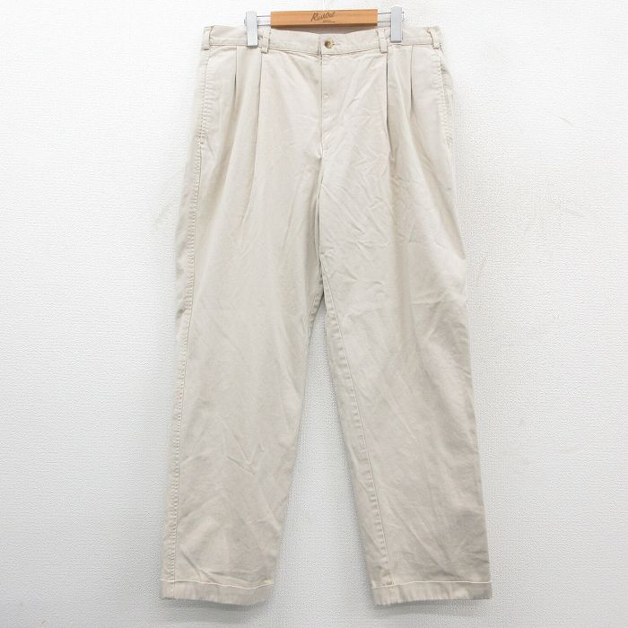 W36★古着 ランズエンド パンツ メンズ 90年代 90s コットン USA製 薄ベージュ【spe】 26jan14
