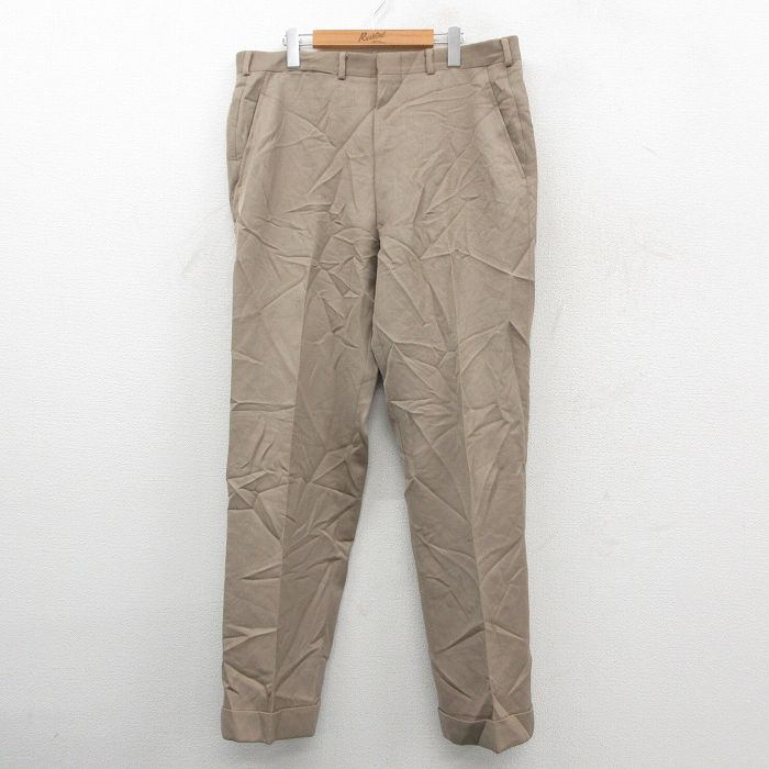 W36★古着 ブルックスブラザーズ スラックス パンツ メンズ 80年代 80s ウール USA製 茶系 26jan14