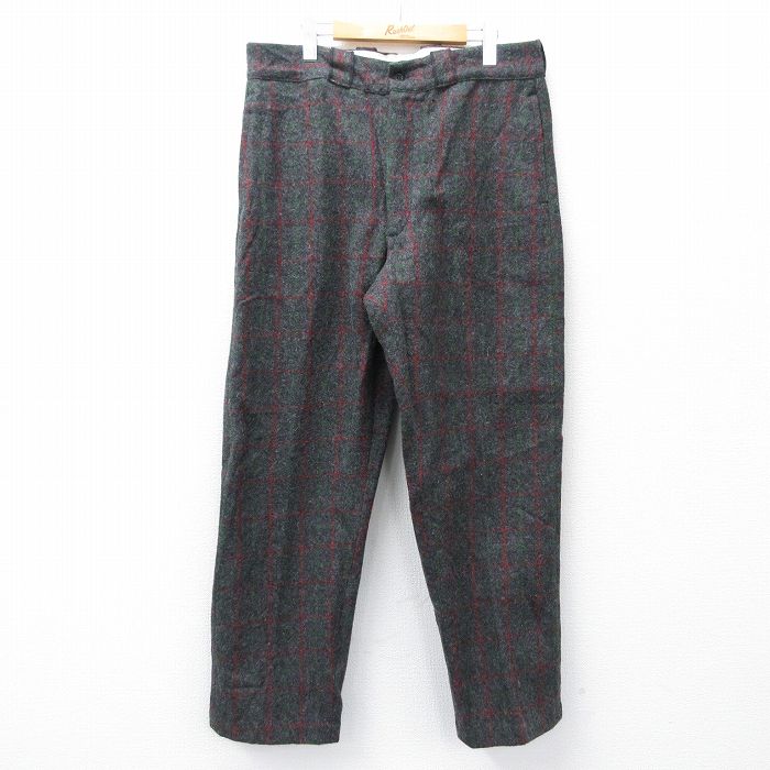 W35★古着 パンツ メンズ 90年代 90s ウール USA製 濃グレー他 26jan19