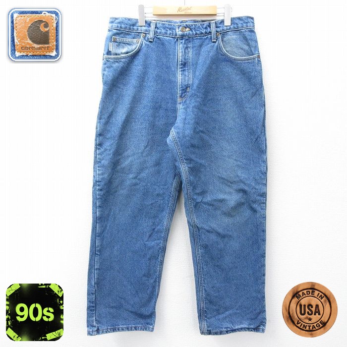 【50%OFF】カーハート 90s ジーンズ 内側フランネル ネイビー W34 | 古着