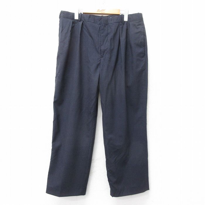 W36★古着 ランズエンド スラックス パンツ メンズ 00年代 00s ウール 紺 26jan21