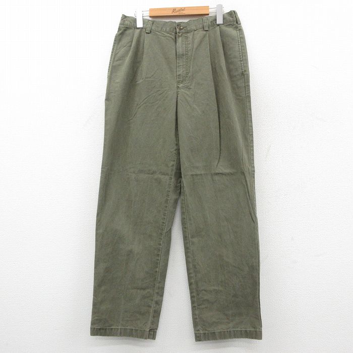 W33★古着 エルエルビーン パンツ メンズ 00年代 00s コットン 薄緑 26jan28