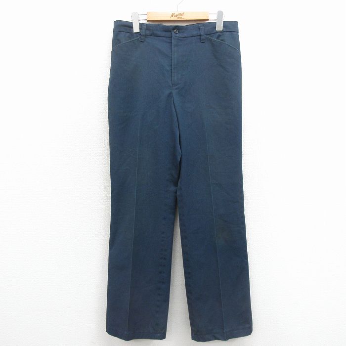 W32★古着 CINTAS ワーク パンツ メンズ 80年代 80s USA製 紺 26feb02