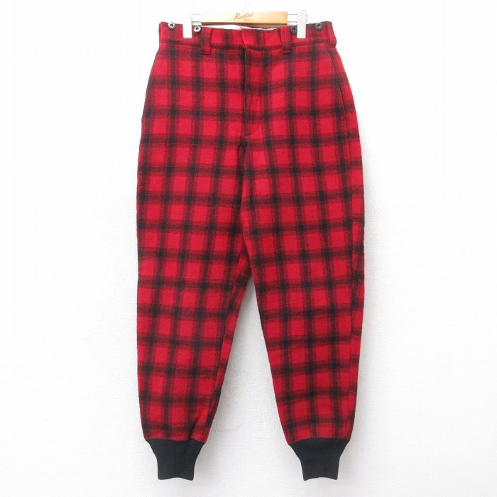 W34★古着 ウールリッチ ハンティング パンツ メンズ 80年代 80s ウール 赤他 チェック【spe】26feb03