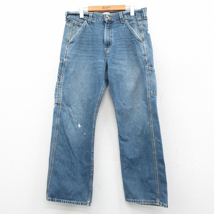 W33★古着 リーバイス Levis ペインター パンツ メンズ ヒゲ コットン 紺 デニム 26feb05