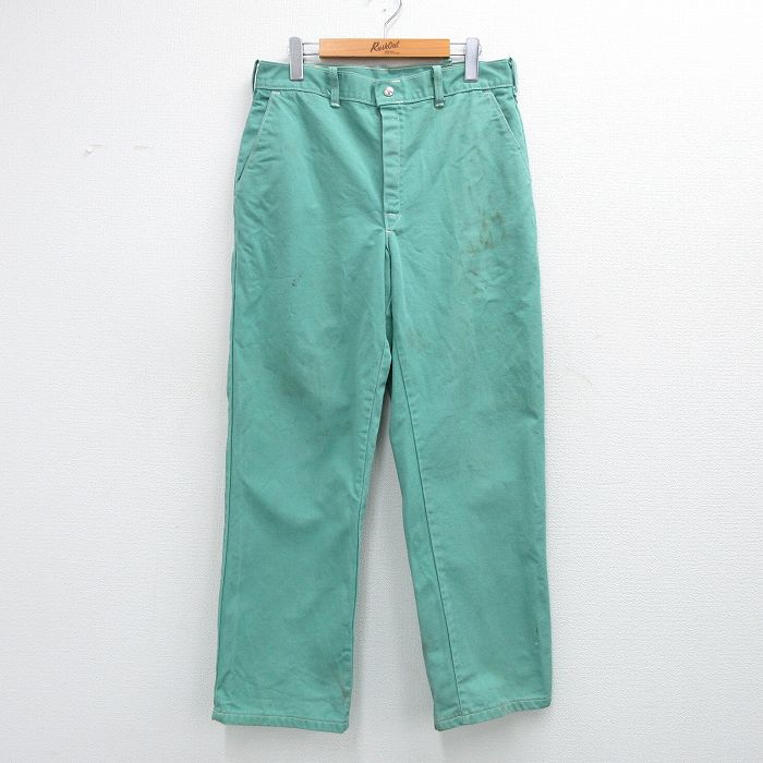 80s ワークパンツ 青緑 W32 | 古着