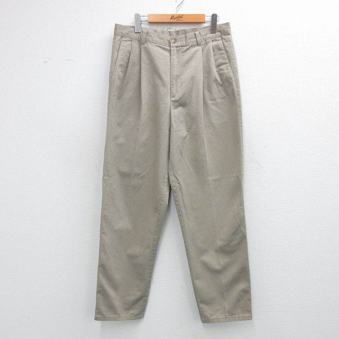 W34★古着 HAGGAR パンツ メンズ 90年代 90s コットン USA製 ベージュ 26feb05