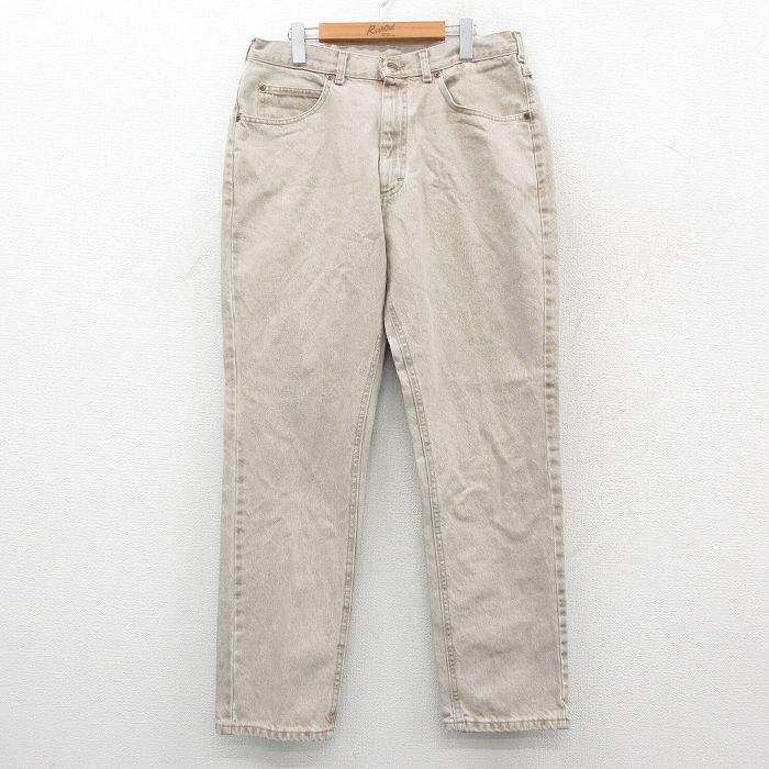 W35★古着 エルエルビーン ジーンズ メンズ 90年代 90s コットン USA製 ベージュ デニム【spe】 26feb14