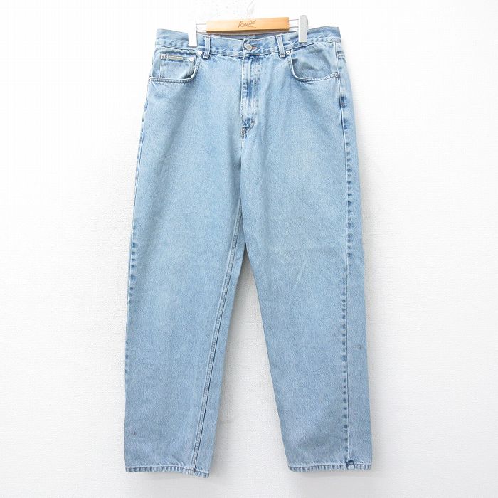 W37★古着 カルバンクライン ブランド ジーンズ メンズ コットン 薄紺 デニム 26feb14