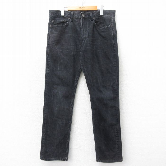 W35★古着 ギャップ GAP ジーンズ メンズ ヒゲ コットン 黒 26feb14