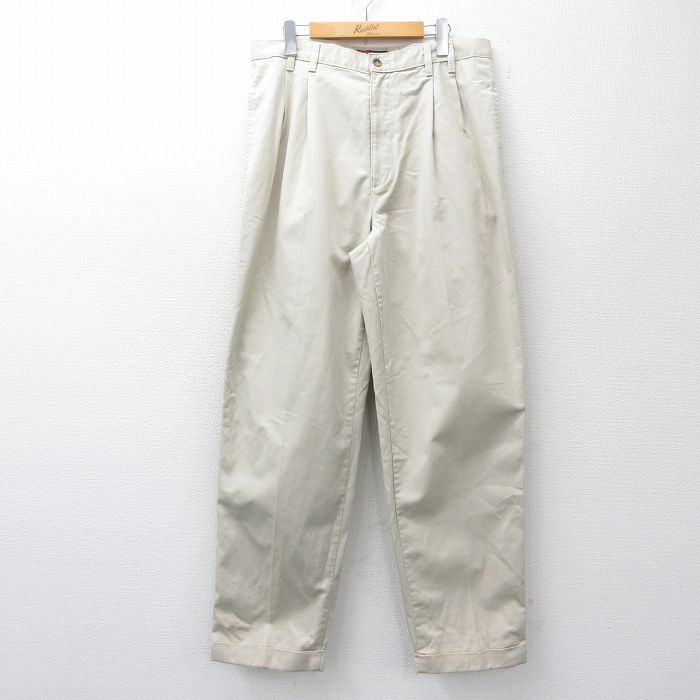 W34★古着 ラルフローレン チャップス ブランド チノ パンツ チノパン メンズ 90年代 90s コットン 薄ベージュ 26feb20