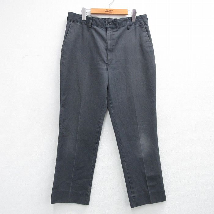 W36★古着 ワーク パンツ メンズ 90年代 90s USA製 濃グレー 26feb26