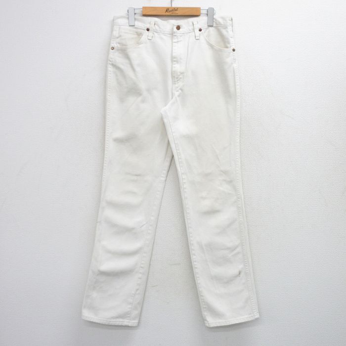 W33★古着 ラングラー ジーンズ メンズ 90年代 90s コットン USA製 白 26feb27