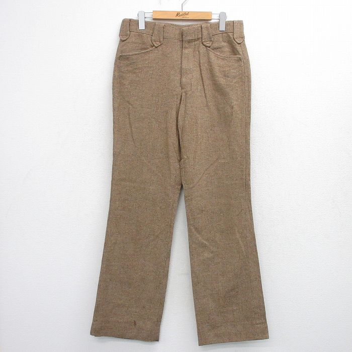 W32★古着 ペンドルトン パンツ メンズ 70年代 70s フレア ウール タロン 茶他【spe】 26mar02