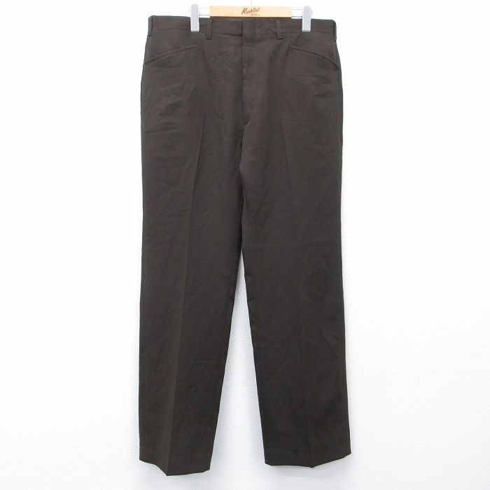 W37★古着 HAGGAR スラックス パンツ メンズ 80年代 80s USA製 茶 26mar02