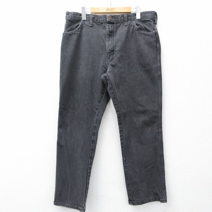 W35★古着 ラスラー ジーンズ メンズ 90年代 90s コットン USA製 黒 デニム 26mar07