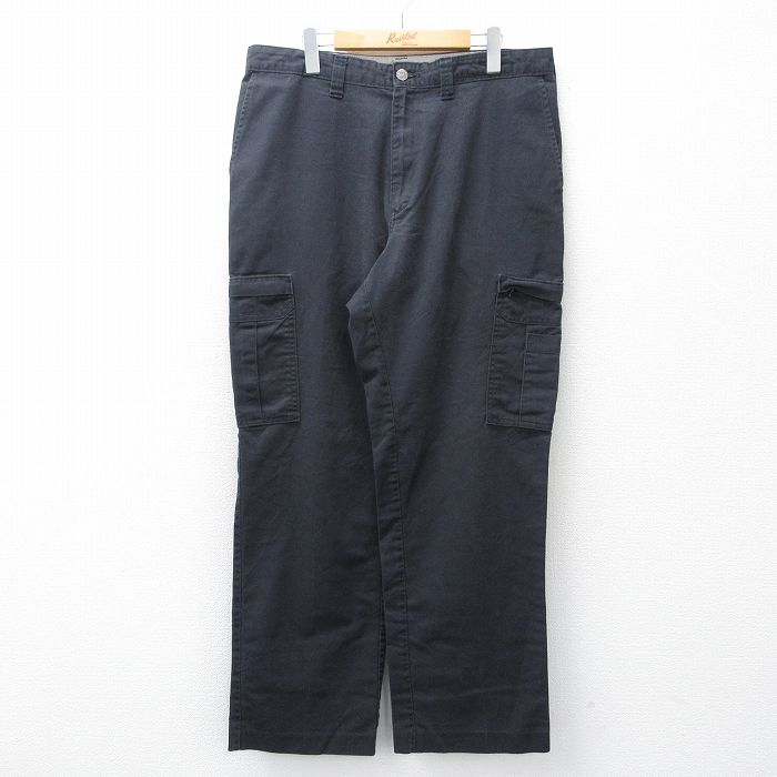 W36★古着 ディッキーズ ワーク カーゴ パンツ メンズ 黒 26mar12