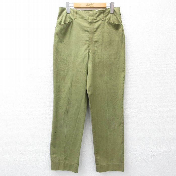 W31★古着 ボーイスカウト パンツ メンズ 70年代 70s USA製 タロン 緑 26mar18