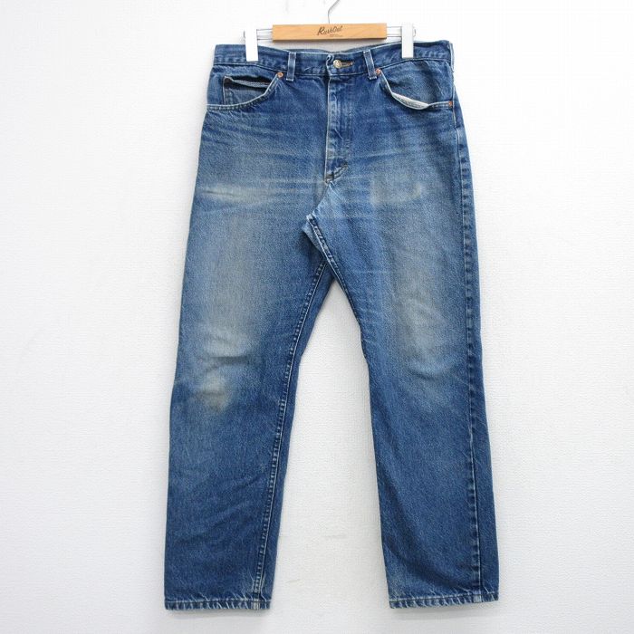W36★古着 リー Lee ジーンズ メンズ 90年代 90s ヒゲ コットン USA製 紺 デニム【spe】 26mar19