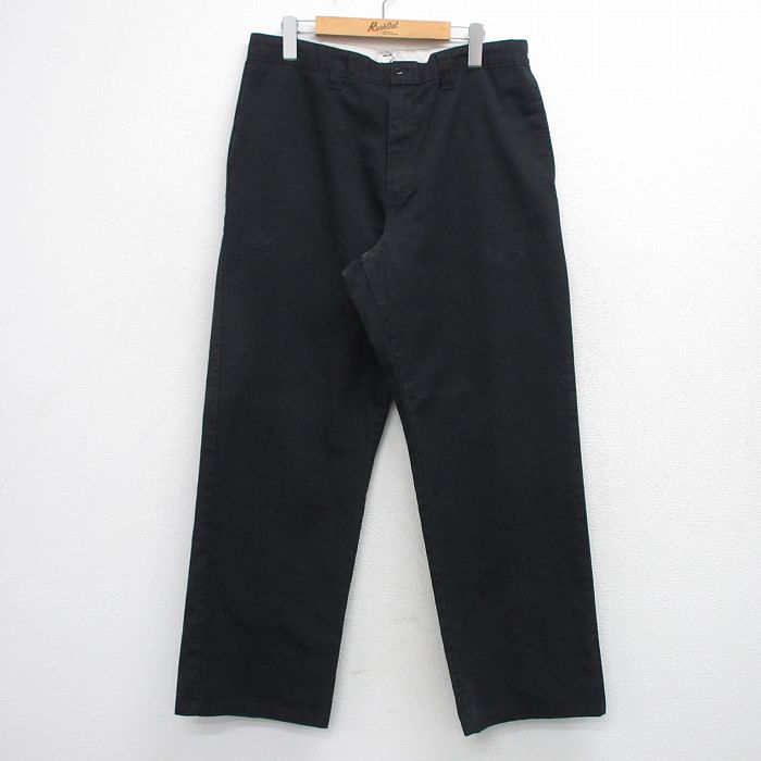 W34★古着 ディッキーズ ワーク パンツ メンズ 黒 26mar21