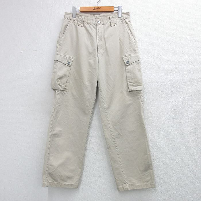 W31★古着 カルバンクライン ブランド カーゴ パンツ メンズ コットン 薄ベージュ 26apr02