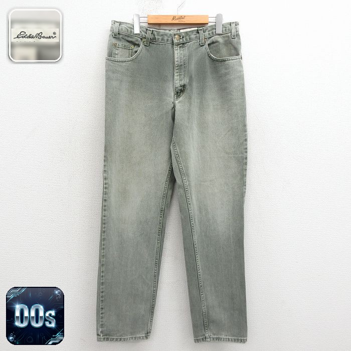 【20%OFF】エディーバウアー 00s ジーンズ グリーン 実寸W35 | 古着