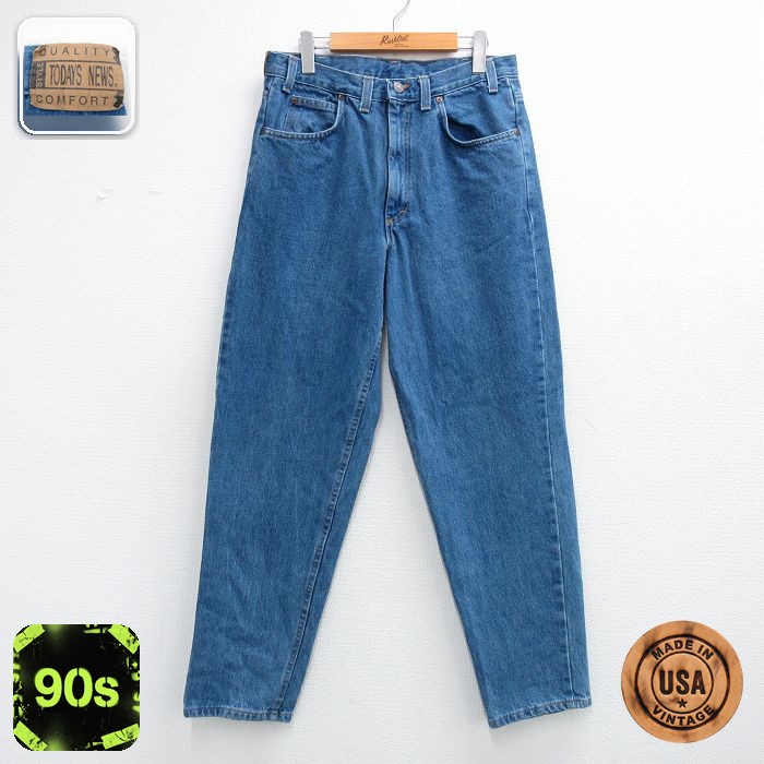 【20%OFF】TODAYSNEWS 90s ジーンズ テーパード ネイビー 実寸W32 | 古着
