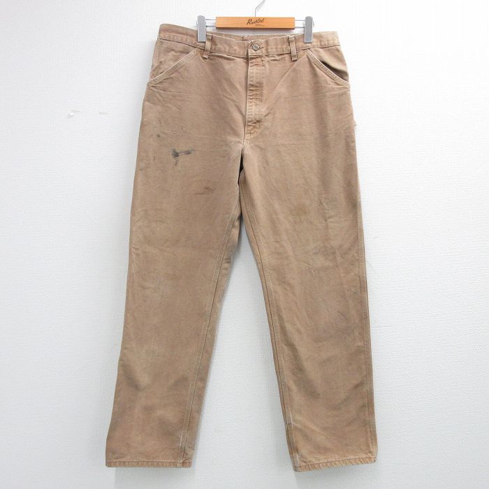 W38★古着 カーハート ペインター パンツ メンズ 90年代 90s ダック地 コットン USA製 濃ベージュ【spe】 26apr08