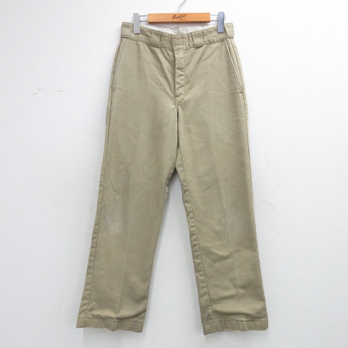 W29★古着 ディッキーズ ワーク パンツ メンズ 80年代 80s タロン ベージュ 内側フランネル【spe】 26apr08