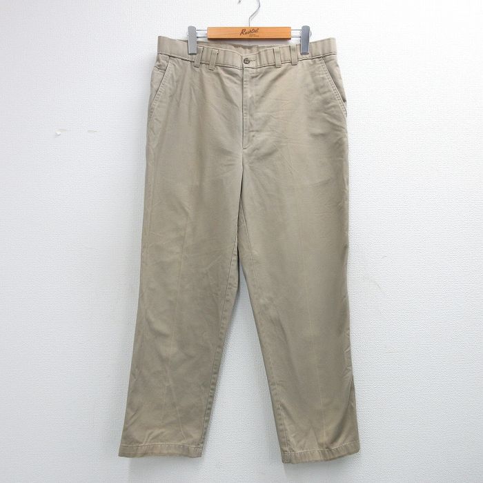 W35★古着 HAGGAR パンツ メンズ 90年代 90s コットン USA製 ベージュ 26apr13