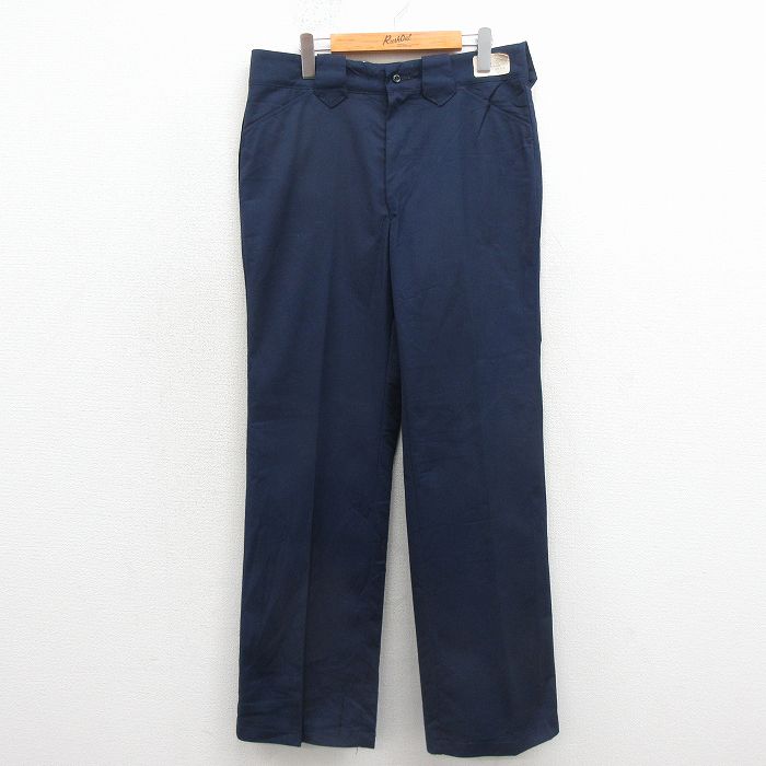 W34★古着 シアーズ パンツ メンズ 80年代 80s デッドストック タロン 紺 26apr13