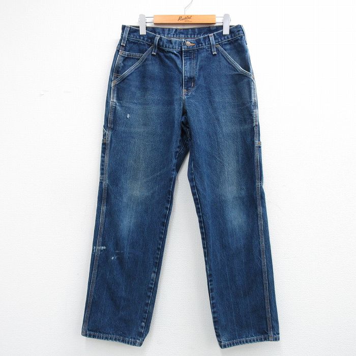 W34★古着 ペインター パンツ メンズ 90年代 90s コットン USA製 紺 デニム