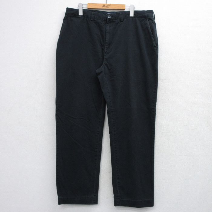 W38★古着 ラルフローレン ブランド チノ パンツ チノパン メンズ 90年代 90s ワンポイントロゴ コットン 黒 26apr23