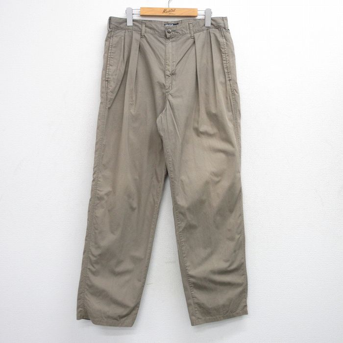 W34★古着 ラルフローレン ブランド チノ パンツ チノパン メンズ 90年代 90s ワンポイントロゴ コットン USA製 ベージュ系【spe】 26apr23