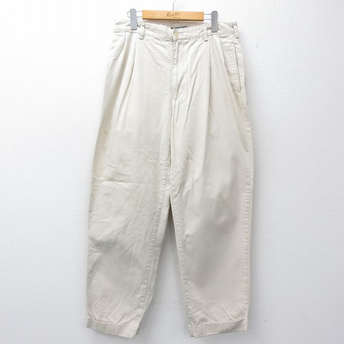ラルフローレン 90s パンツ ワンポイントロゴ ベージュ 実寸W34 | 古着