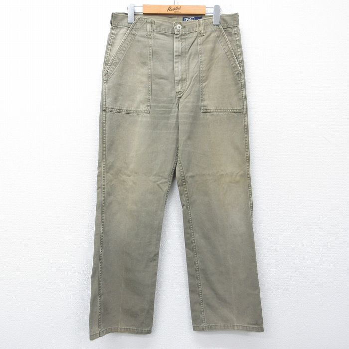 W32★古着 ラルフローレン ブランド ベイカー パンツ メンズ 80年代 80s タロン 緑系【spe】 26apr28