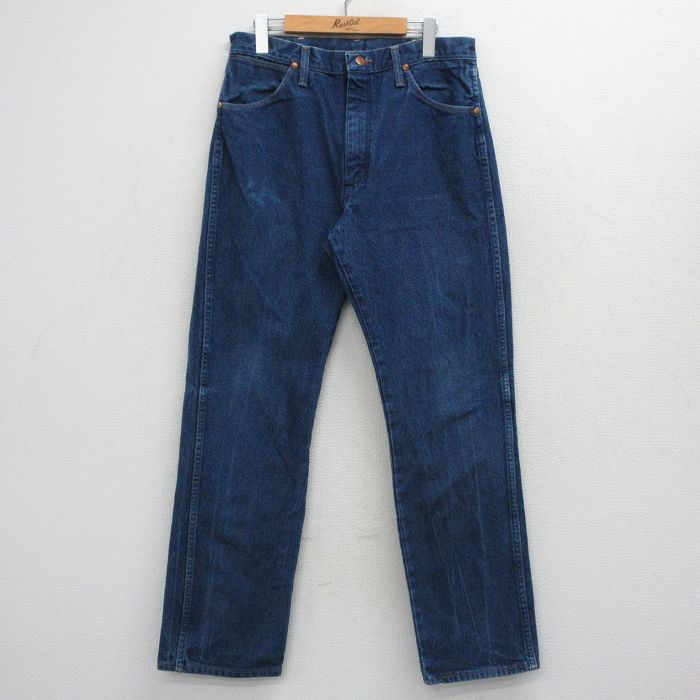 W33★古着 ラングラー ジーンズ メンズ 90年代 90s コットン USA製 濃紺 デニム 26apr30