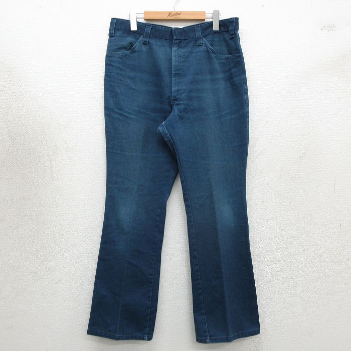 W34★古着 ディッキーズ ワーク パンツ メンズ 70年代 70s フレア ブーツカット タロン 紺【spe】 26may02