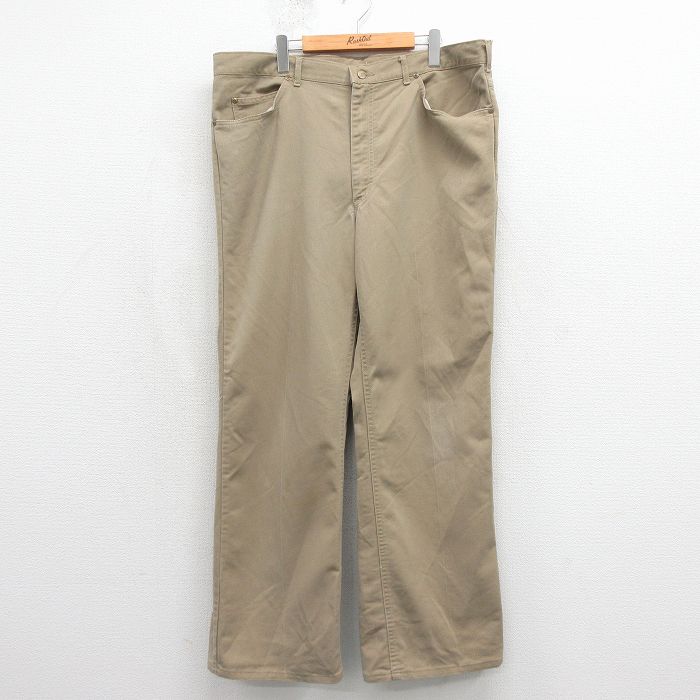 W40★古着 リー Lee パンツ メンズ 80年代 80s フレア 大きいサイズ USA製 タロン ベージュ【spe】 26may14