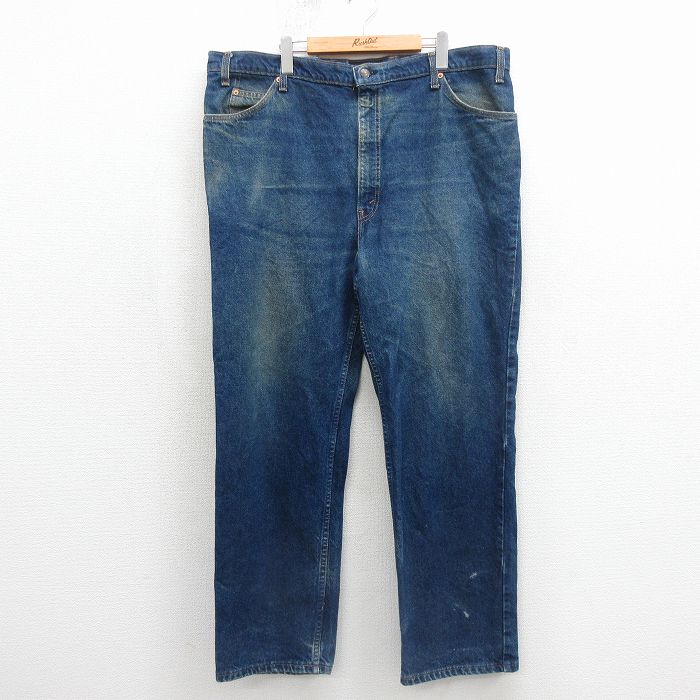 W43★古着 リーバイス Levis 509 ジーンズ メンズ 90年代 90s ヒゲ 大きいサイズ コットン USA製 ネイビー デニム【spe】 26may14
