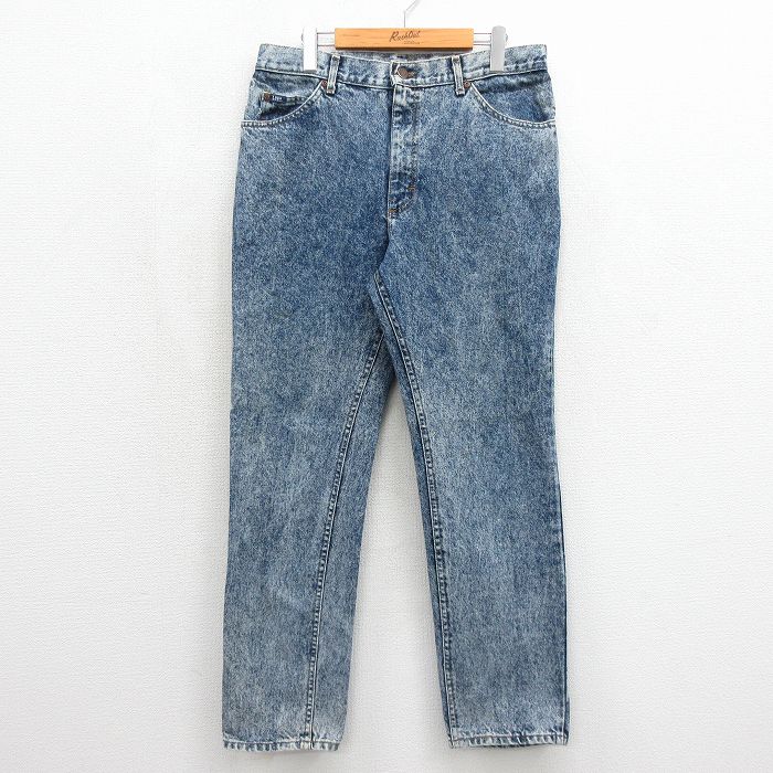 リー 90s ジーンズ ケミカルウォッシュ ネイビー 実寸W32 | 古着