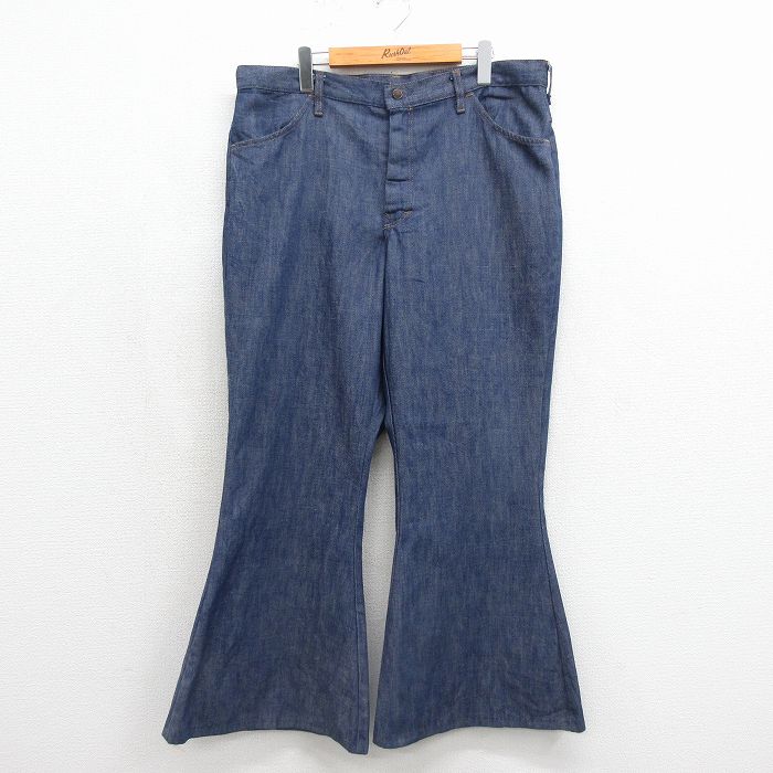 W38★古着 ジーンズ メンズ 80年代 80s ベルボトム タロン ネイビー デニム【spe】 26jun15