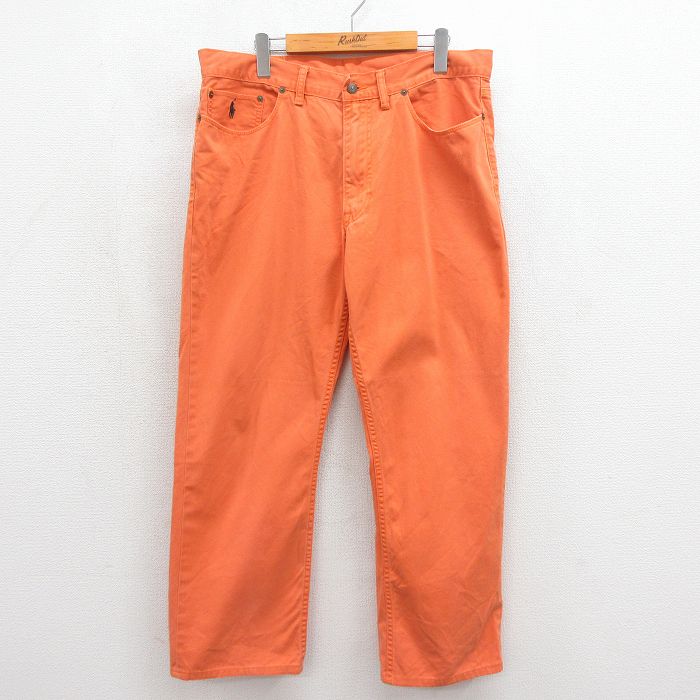 ラルフローレン パンツ ワンポイントロゴ オレンジ 実寸W36 | 古着