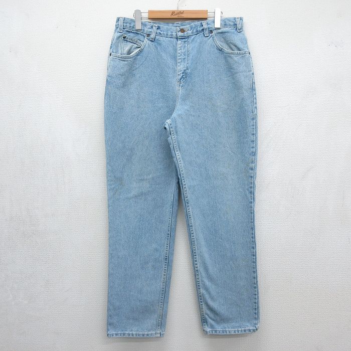 W35★古着 ジーンズ メンズ 90年代 90s コットン USA製 ネイビー デニム 26jul01