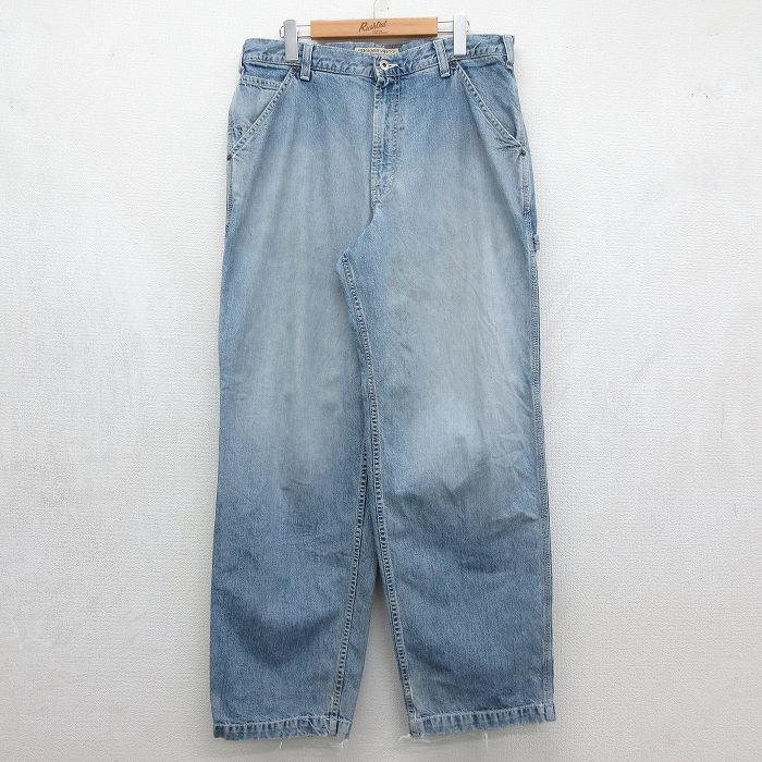 W34★古着 アバクロンビー ペインター パンツ メンズ 90年代 90s コットン USA製 ネイビー デニム【spe】 26jul03