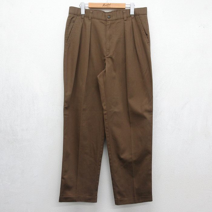 W34★古着 HAGGAR パンツ メンズ 90年代 90s コットン USA製 ブラウン 26jul07