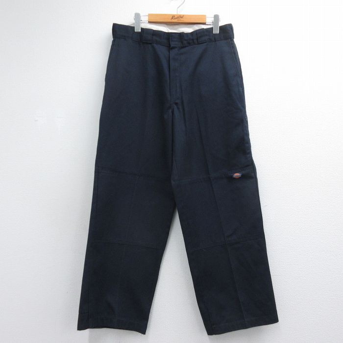 ディッキーズ ワークパンツ ダブルニー ネイビー 実寸W34 | 古着
