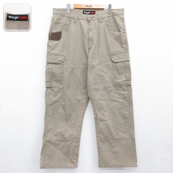 ラングラー ペインターカーゴパンツ ダブルニー ベージュ 実寸W36 | 古着