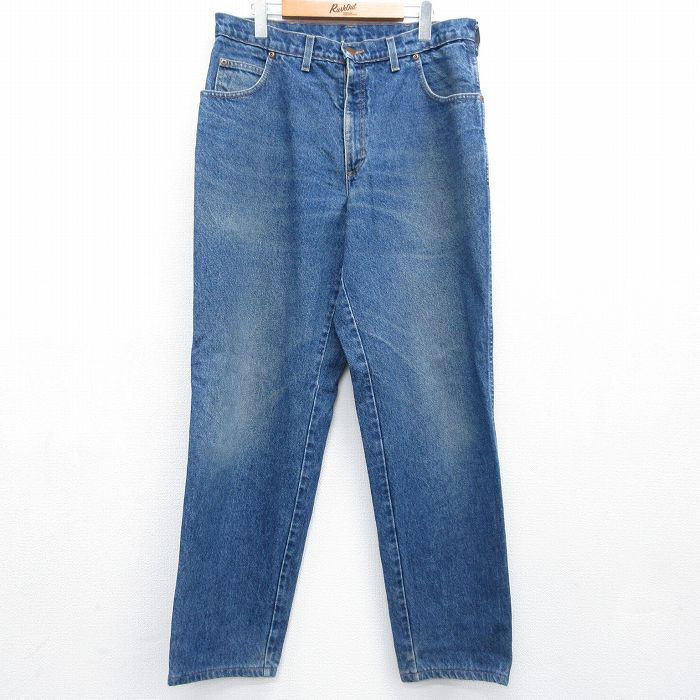 ランズエンド 90s ジーンズ ヒゲ ネイビー 実寸W34 | 古着